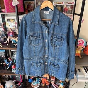 Vintage Denim Chore Jacket Light Wash Utility Women’s XL Carolina Blues